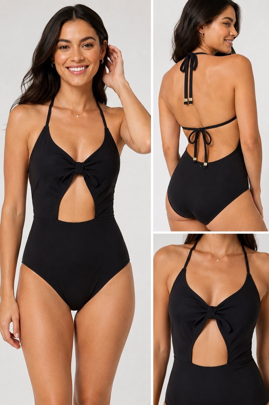 Sam Edelman Front Knot One-Piece Swimsuit black